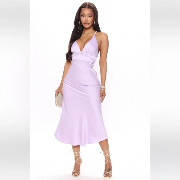 Fashion Nova | Dresses | Fashion Nova Mixed Emotions Satin Dress Lavender |  Poshmark